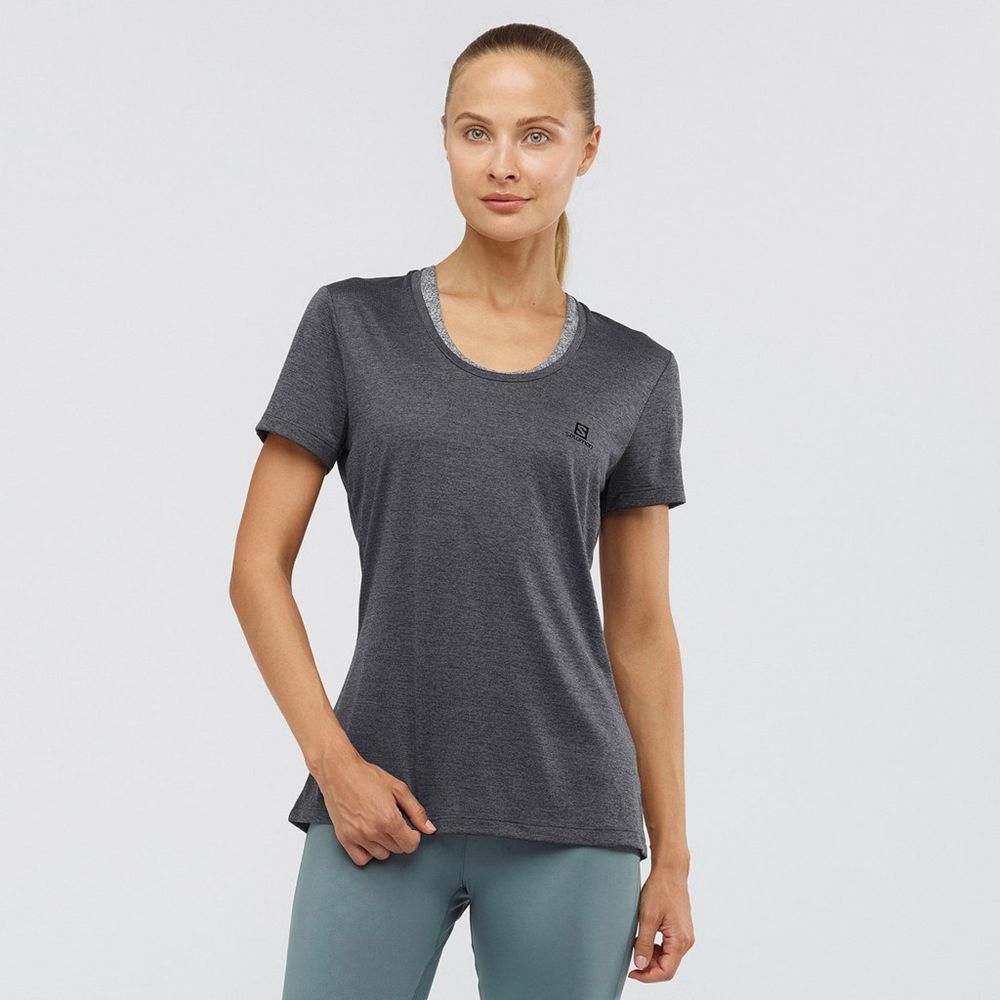 Salomon Singapore Womens T-shirts - AGILE Black | 38964-WUAS